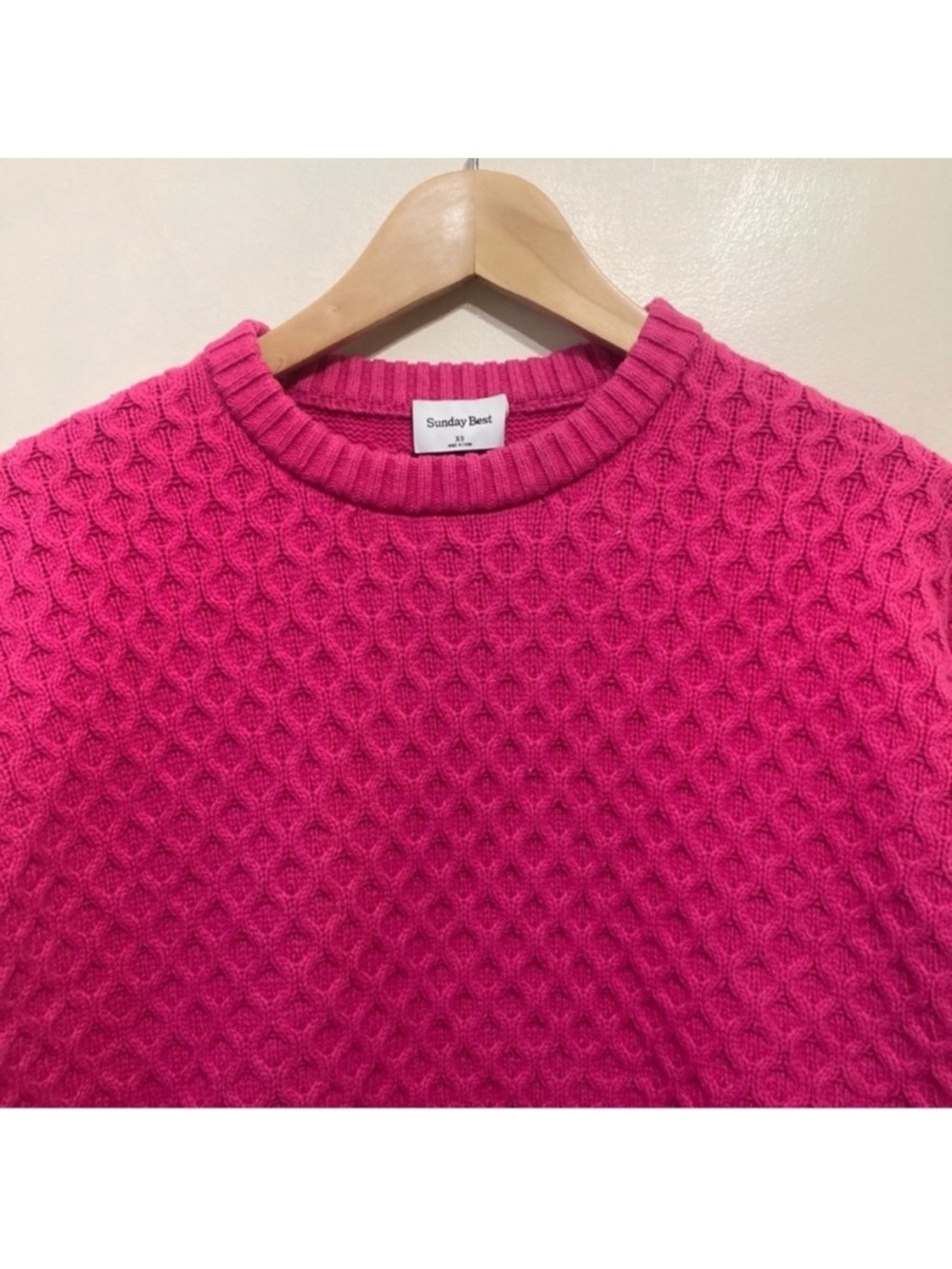 Sunday Best Peggy Sweater Size XS Fuchsia Pink Merino Wool - Picture 3 of 9